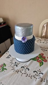 2 Tier blue and silver birthday cake