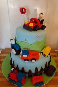 2 tier kiddies car racer cake
