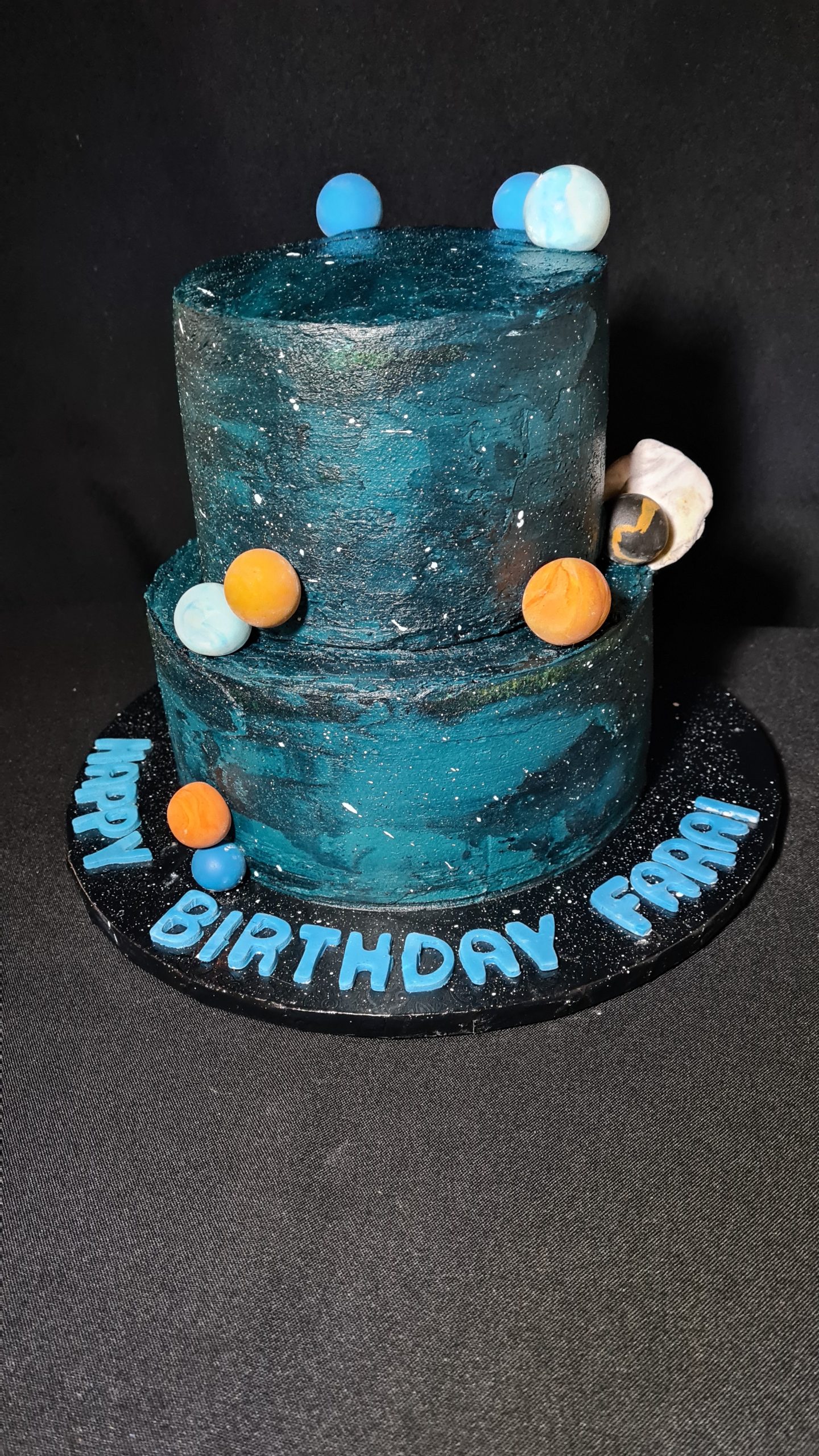 2 tier solar system celebration birthday cake