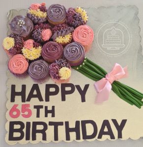 65th birthday bouquet cake
