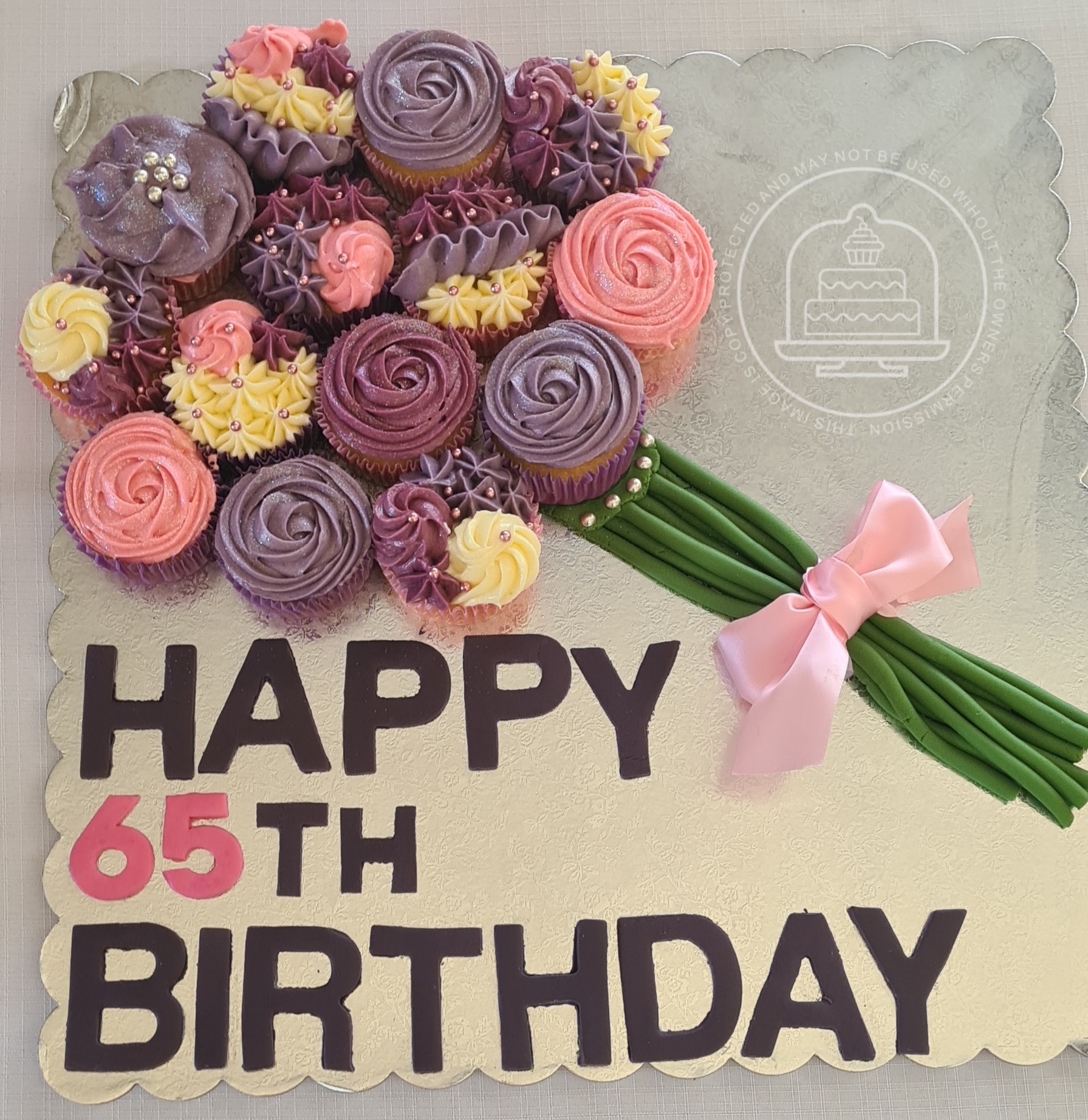 65th birthday bouquet cake