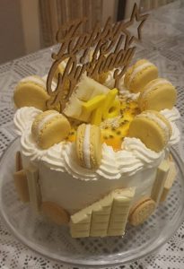 76th Male White Chocolate and Passion Fruit Multi-layered Birthday Cake