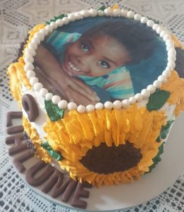 9th Birthday Edible Photo Print Sunflower Cake