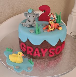 Animal theme 2nd birthday cake