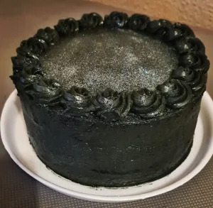 Black birthday cake