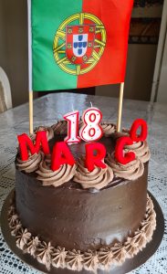 Chocolate sponge portugal theme cake with chocolate buttercream