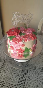 Floral birthday celebration cake