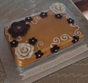 Gold rectangular sheet birthday cake