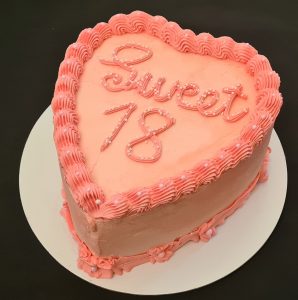 Heart shaped 18th Birthday cake