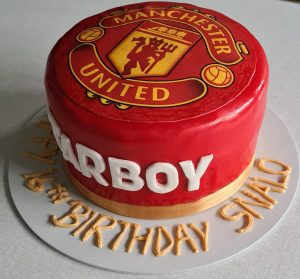 Manchester united soccer theme birthday cake