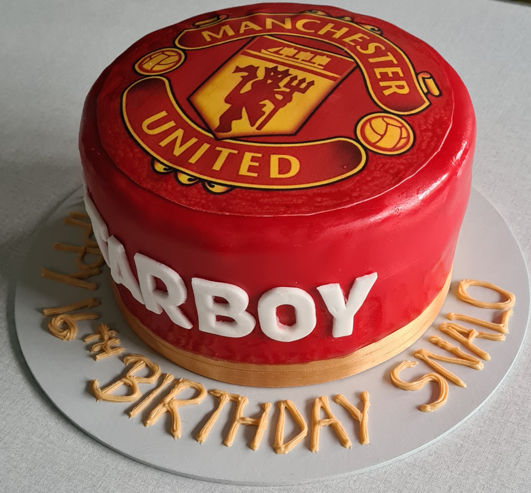 Manchester united soccer theme birthday cake