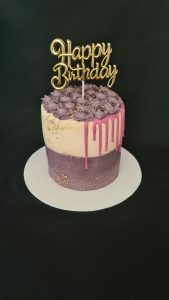 Purple and cream eggless vanilla celebration cake