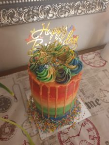 Rainbow theme birthday cake