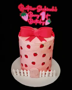 Strawberry theme birthday cake