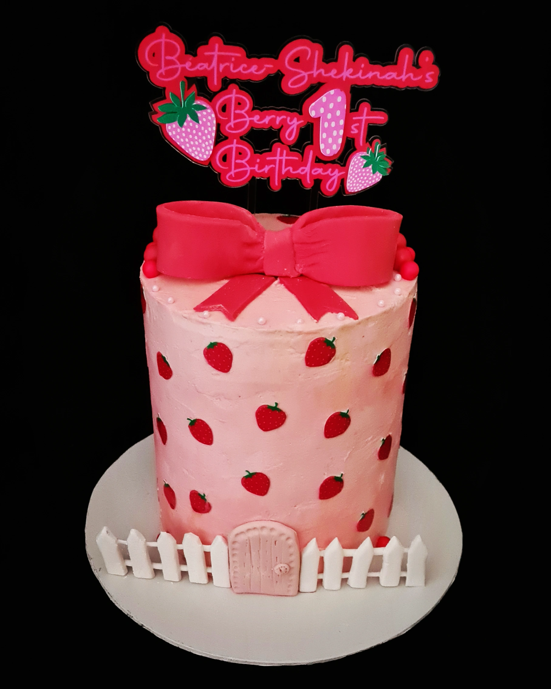 Strawberry theme birthday cake