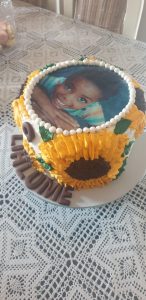 Sunflower theme birthday cake