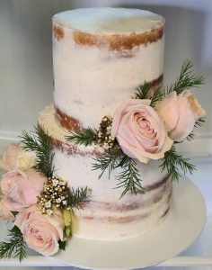 2 Tier naked theme wedding cake