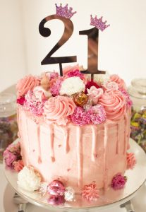 21st Birthday pink cake