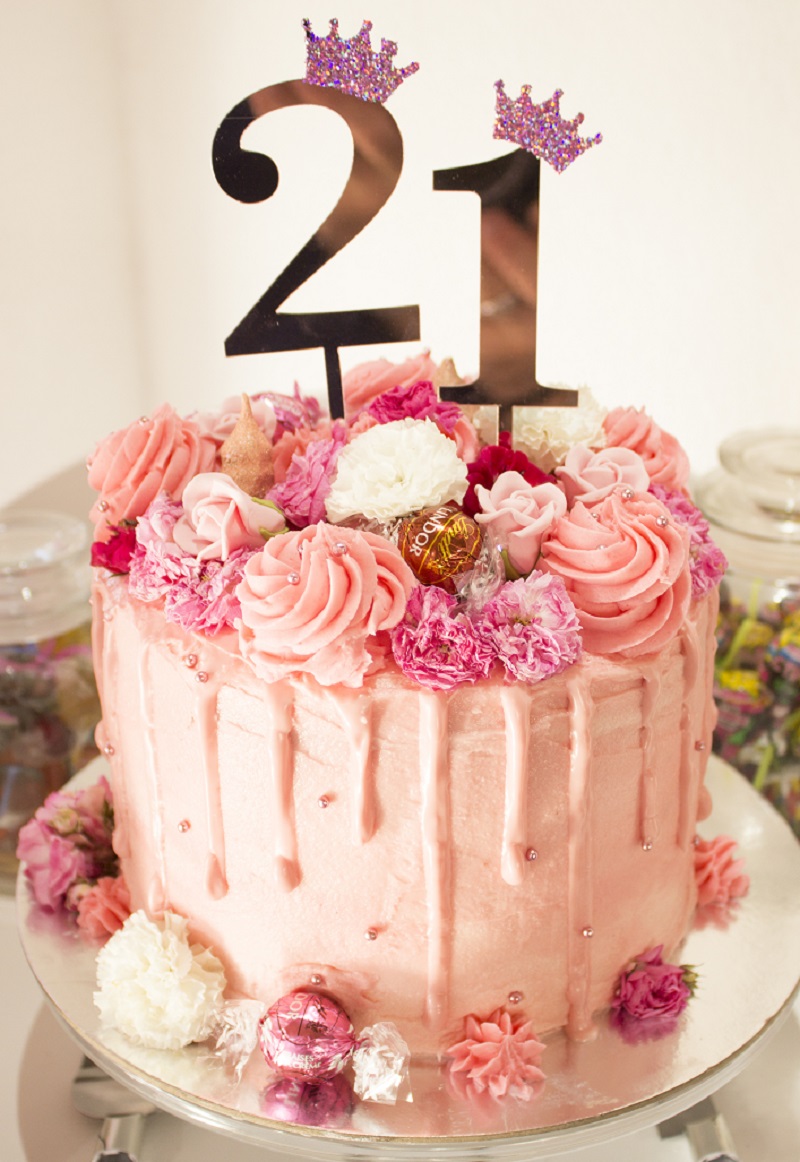 21st Birthday pink cake