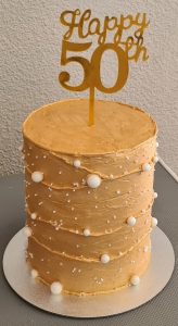 50th Birthday Gold and pearls cake
