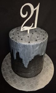 Black and silver male 21st birthday cake