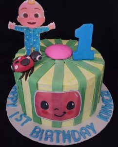 Cocomelon theme 1st birthday cake