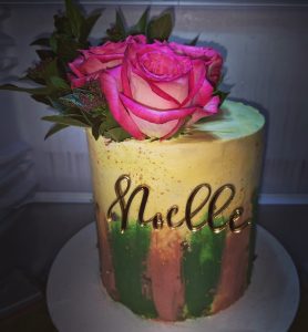 Pink, mint green eligant floral birthday cake