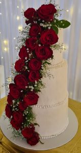 Red velvet 3 tier wedding cake