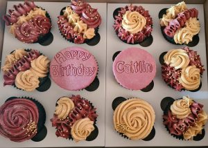 Maroon and cream cupcakes