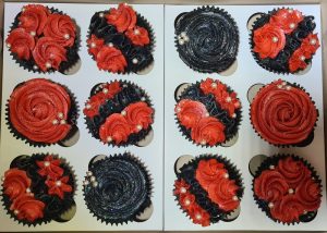 Red and black cupcakes