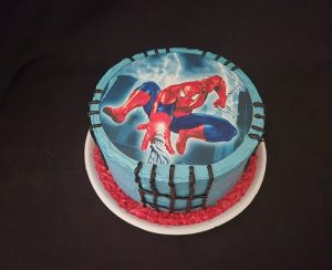 Spiderman theme birthday cake