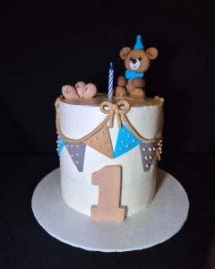 Teddy theme 1st birthday cake