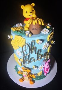 Winnie the Pooh theme baby shower celebration cake